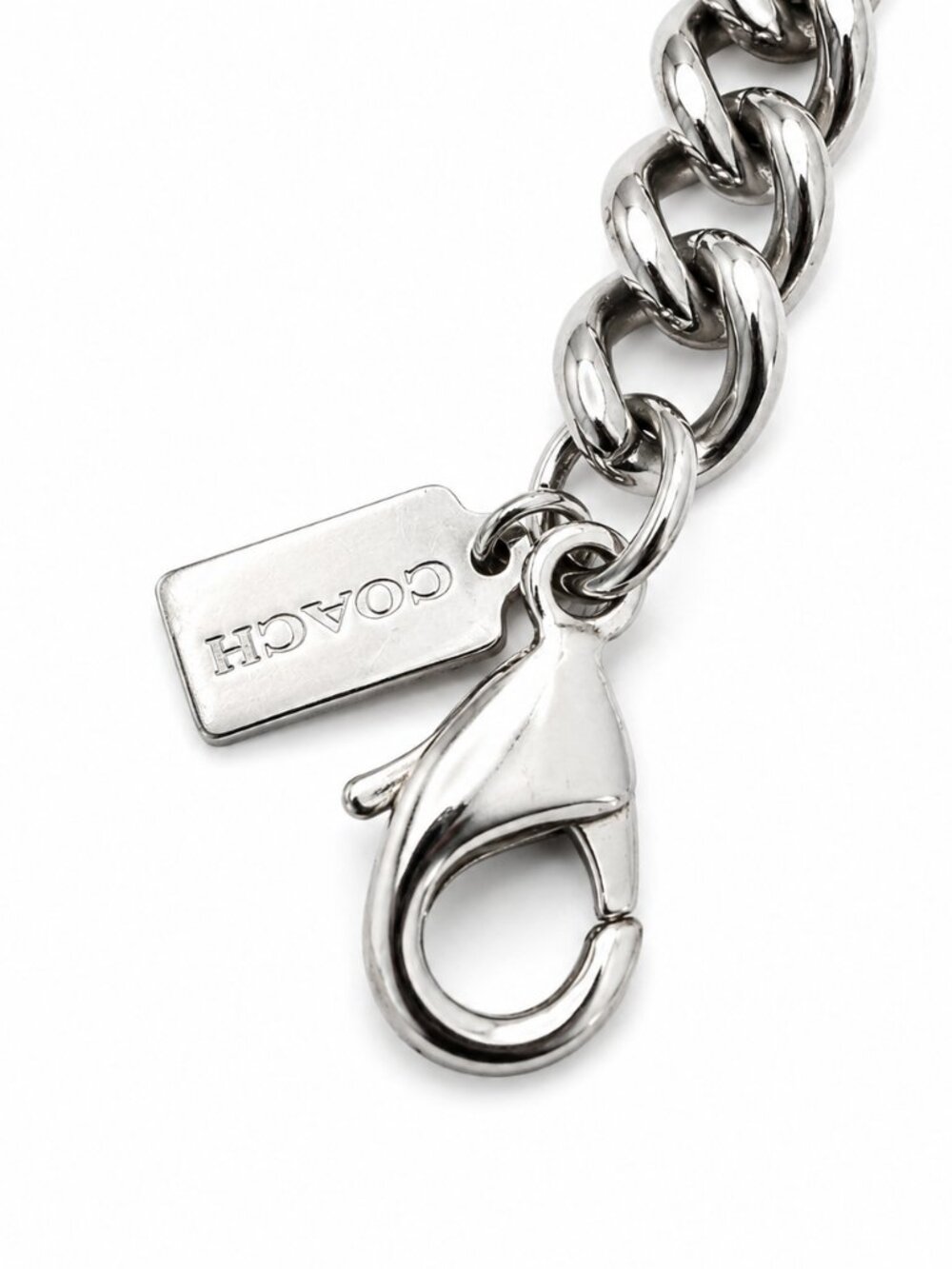 Coach Pearl Link Silver Tone Chain Bracelet Designer Jewelry - Picture 5 of 5